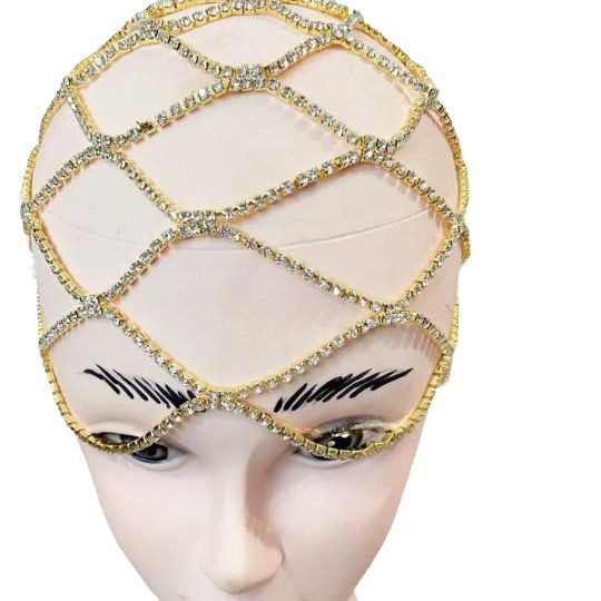 Accesorios de diamantes de imitación para bodas de novias transfronterizas europeas y americanas, tocado de malla con flecos, diadema, espectáculo de pasarela