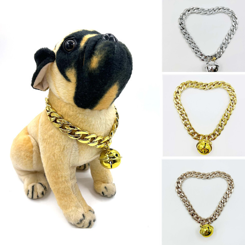 Pet Big Gold Bell Collar Dog Gold Necklace Fadou Cat Toy Bell Plastic Gold Chain Pet Jewelry