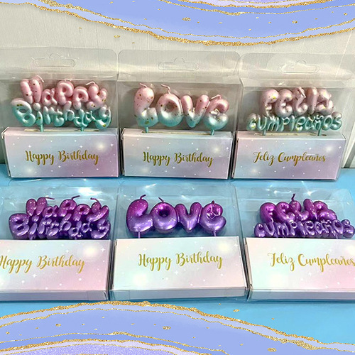 New Milky Way Starry Sky Birthday Candle Mermaid Color Niche Happy Cake Decoration Spanish Letter Candle