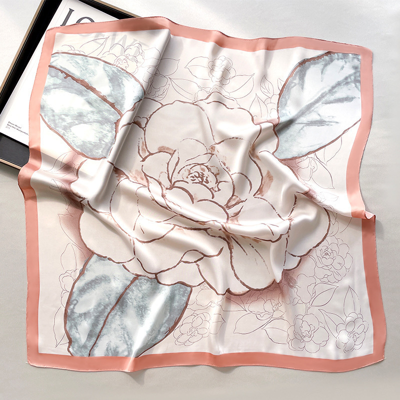 Primavera y verano 2025 nuevo estilo a juego camisa grande cuello rojo babero pequeño bufanda cuadrada bufanda de seda bufanda fina para mujer