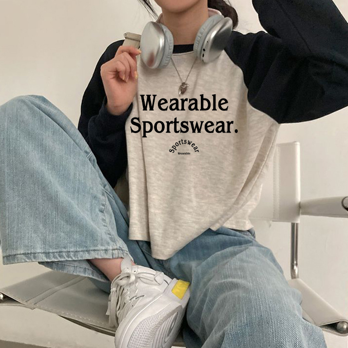 长袖甜美t恤女2024新款欧货宽松显瘦大版短袖中款潮牌字母上衣