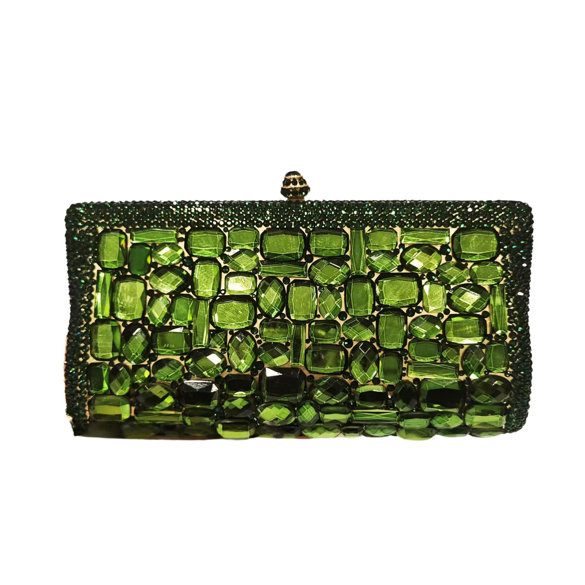 Túi clutch nữ đính đá kim cương handmade đáy kính xách tay dự tiệc — vàng, bạc, màu tím đậm, màu xanh đậm chi tiết 5