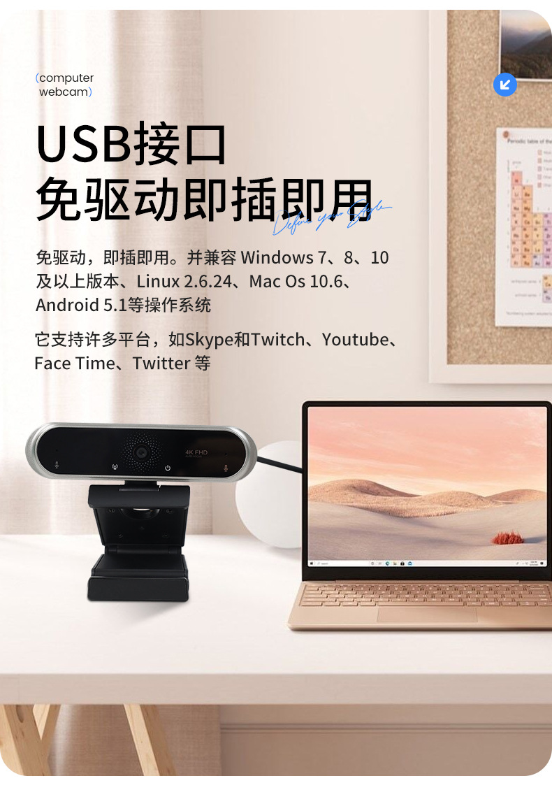 USB 4K camera for video conferencing and teaching