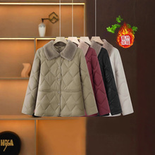 2025新款中老年女装薄翻领棉服时尚妈妈装气质小棉袄短款轻薄棉衣