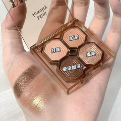 DIKALU璀璨寶石四色眼影盤鑽石珠光啞光持妝不易脫妝學生新款外貿