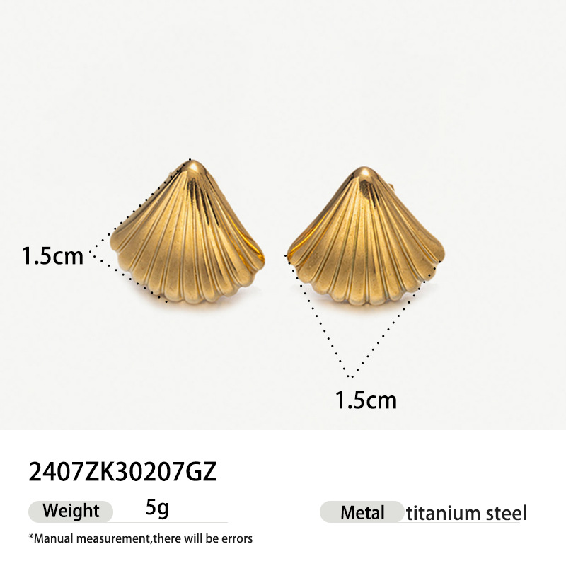 Taena Pendientes de acero inoxidable europeos y americanos, lujo ligero, sensación de alta calidad, océano de nicho, viento natural, anillo de acero de titanio de oro de 18k, estilo ins