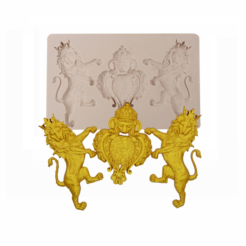 Fondant molde León cobre estatua pastel molde de silicona alivio decoración ritmo seco chocolate herramienta epoxi