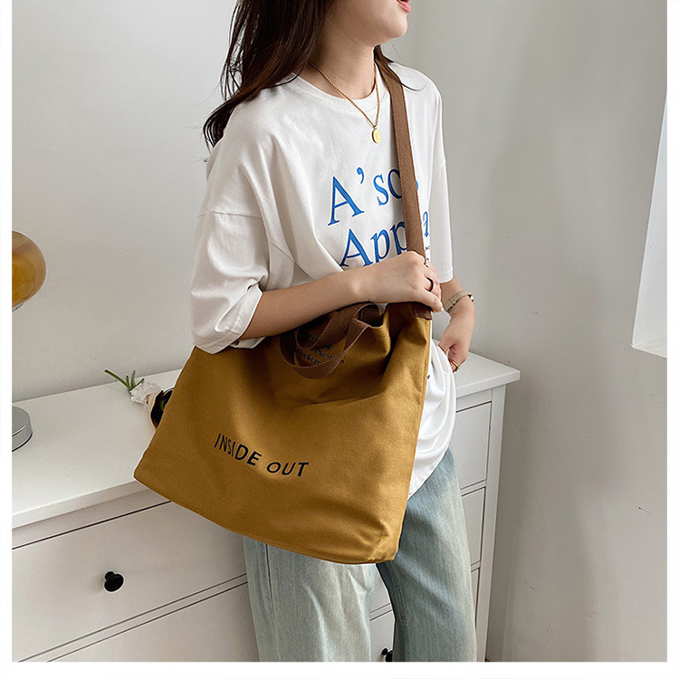 Women's Medium All Seasons Canvas Solid Color Fashion Square Magnetic Buckle Canvas Bag display picture 4