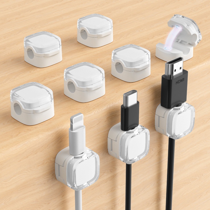 跨境Magnetic Cable Clips办公桌床头柜电线固定器磁吸电线整理器