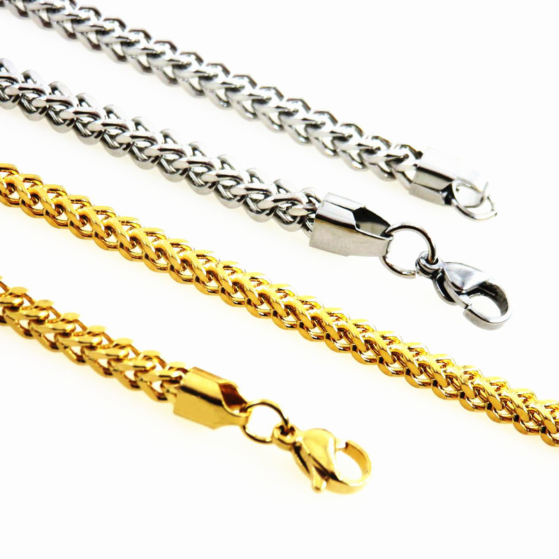 Men's Stainless Steel Double-layer Braided Welded Chain Square Men's Titanium Steel Necklace Bracelet Hip-hop Foreign Trade Jewelry Men's Stainless Steel Double-layer Braided Welded Chain Square Men's Titanium Steel Necklace Bracelet Hip-hop Foreign Trade Jewelry