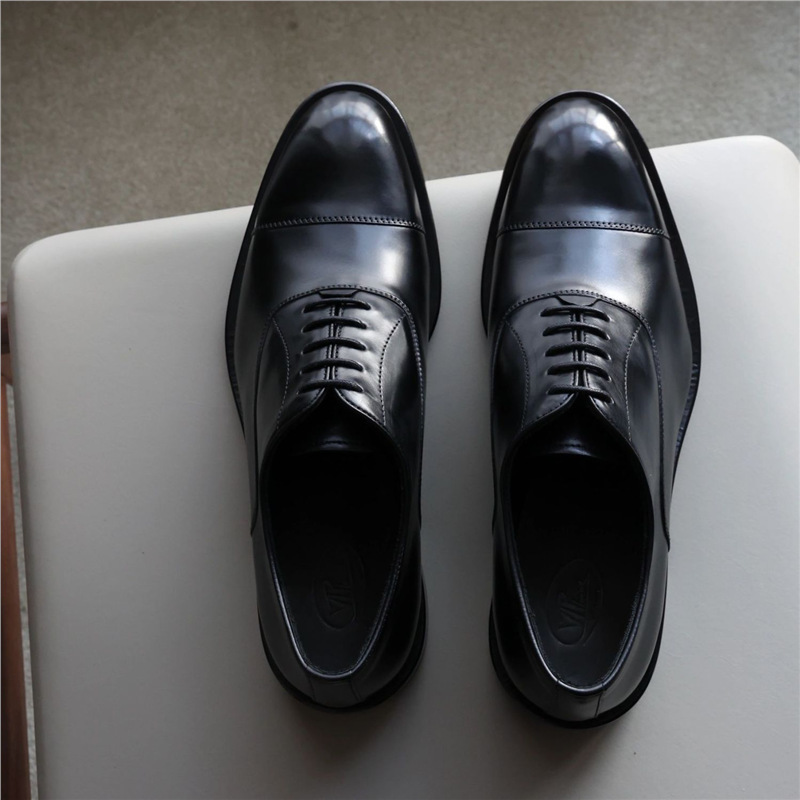 Men's Leather Shoes for Wedding, Business, Formal Wear, Three-Strap Oxford Shoes, Black British Style Casual Groom's Wedding Shoes, High-End Feel