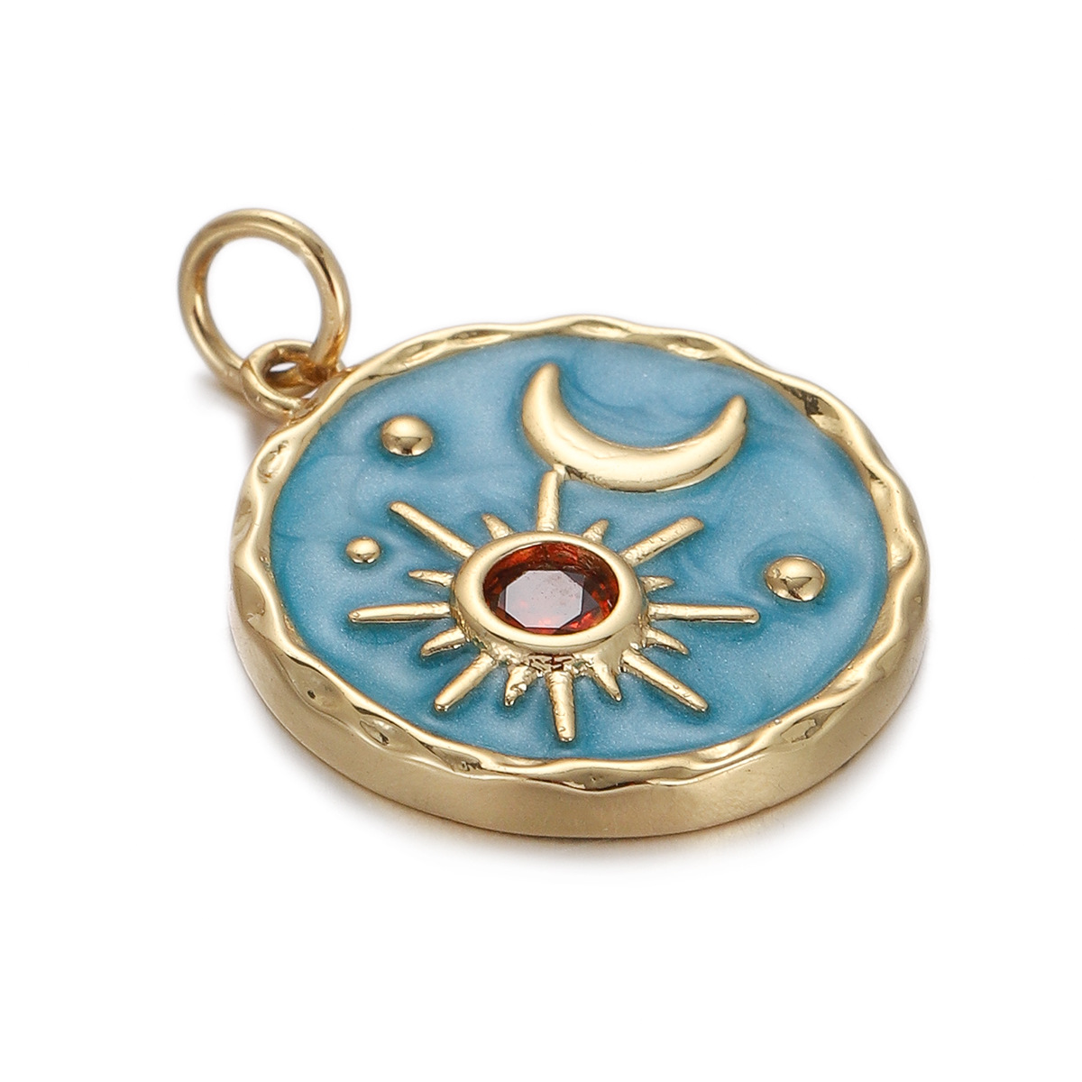 4g Weight Pendant Jewelry Making Type Gold Plated Plating Material Zircon Inlay Material 1 Piece Quantity Holiday, Daily Occasion Copper Material Geometric, Star, Moon Pattern Women's Gender Enamel Design Simple Style Style 1 Piece Copper Zircon Gold Plated Geometric Star Moon Pendant 16