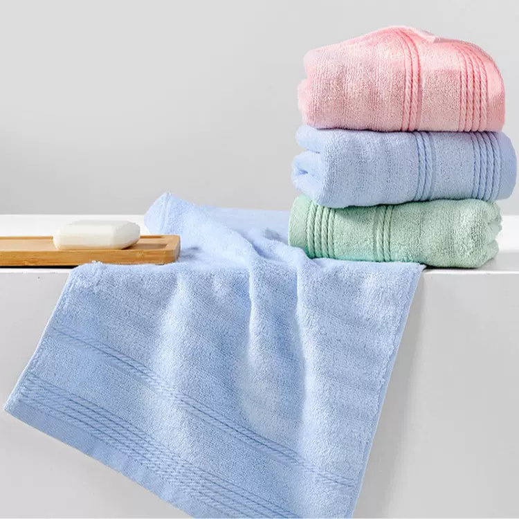 厂家批发竹纤维毛巾柔软亲肤吸水美容卸妆中巾家用洗漱素色毛巾