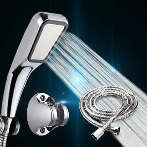 Factory wholesale shower head set 300 holes three-piece handheld pressure spray head five-level Hans simple set