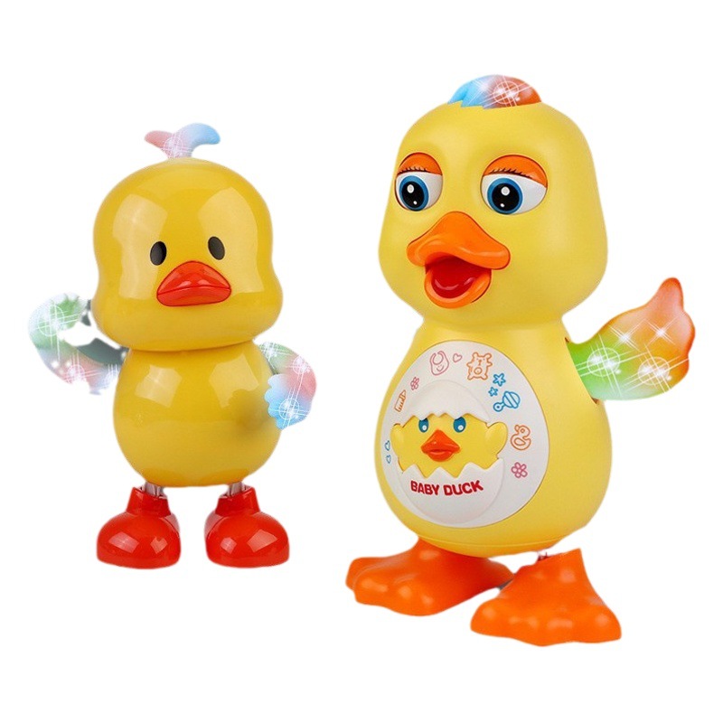 Venta caliente robot de baile eléctrico columpio lindo pato luz música eléctrica juguetes para niños al por mayor transfronteriza