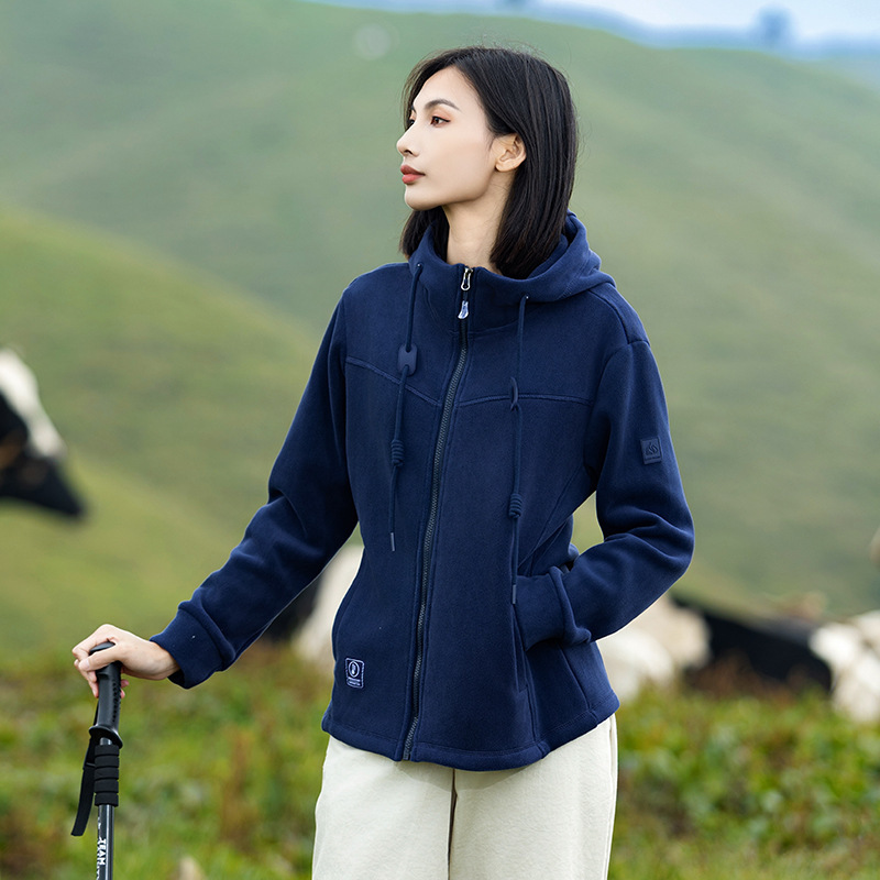Gran marca australiana chaqueta de terciopelo hombre y mujer al aire libre infrarrojo lejano calentamiento calentamiento de terciopelo agitado grueso con capuchón chaqueta de terciopelo image 9
