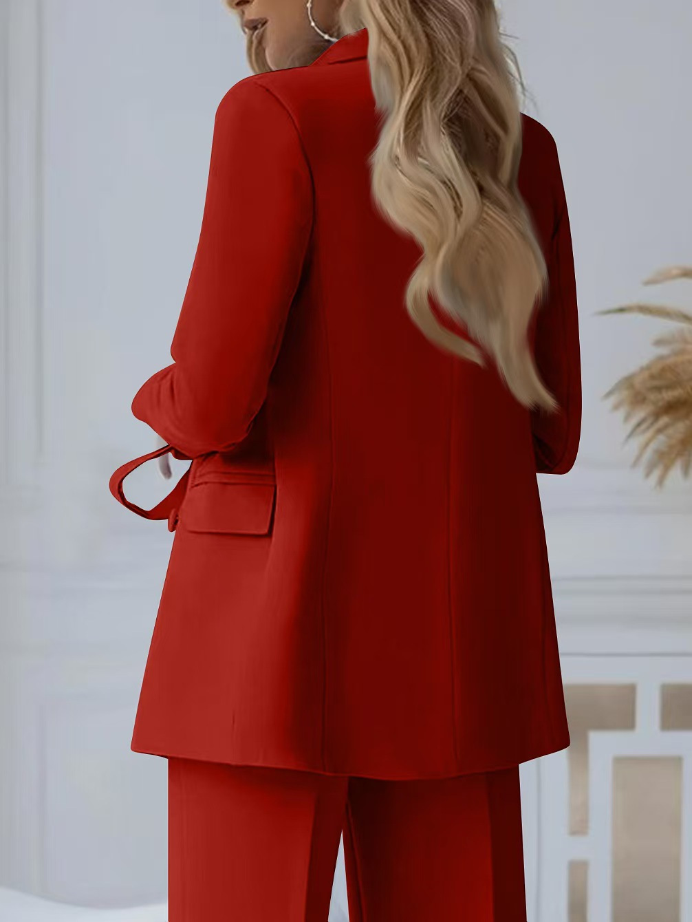 Women's Clothing Professional Elegant Two Piece Set Style High End Women's Suit Set Double Breasted Lapel High Waisted Wide Leg Trousers_ecoleips.com