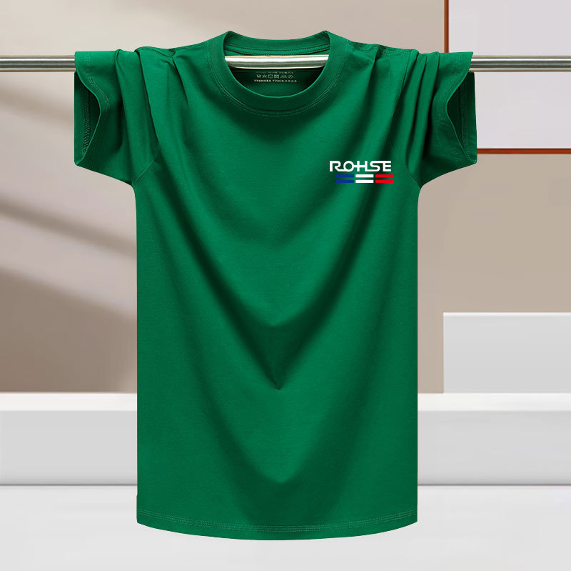 Cool Short-Sleeved T-Shirt Men's Green Loose Sports Top Summer Plus Size Stretch Half-Sleeved Men's Clothing