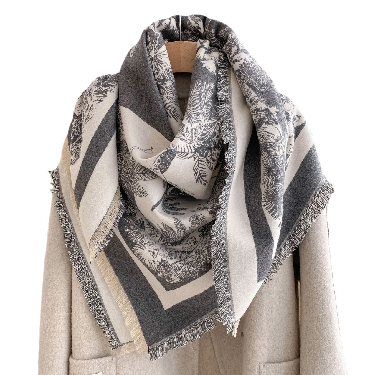 2024 otoño y invierno impresión toallas nuevas mariposas retrógradas elegantes capa decoración chal grueso bufandas cálidas