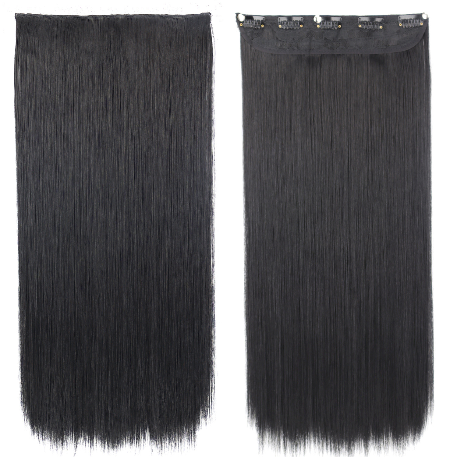 80CM una pieza de peluca de cinco tarjetas de cabello recto super largo no es fácil de atar nudos de cabello recto extensión de estilo de cabello