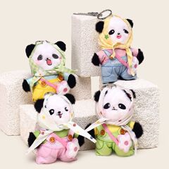墨蓝能猫-花花假日毛绒挂件时尚头巾韩流包包钥匙扣吊饰小礼品