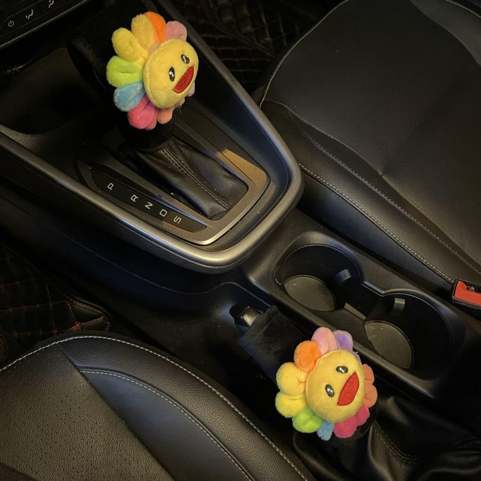 Little Dinosaur Car Gear Shift Cover, Gear Lever Protective Cover, Manual and Automatic Gear Cover, Universal Cute Handbrake Cover Set