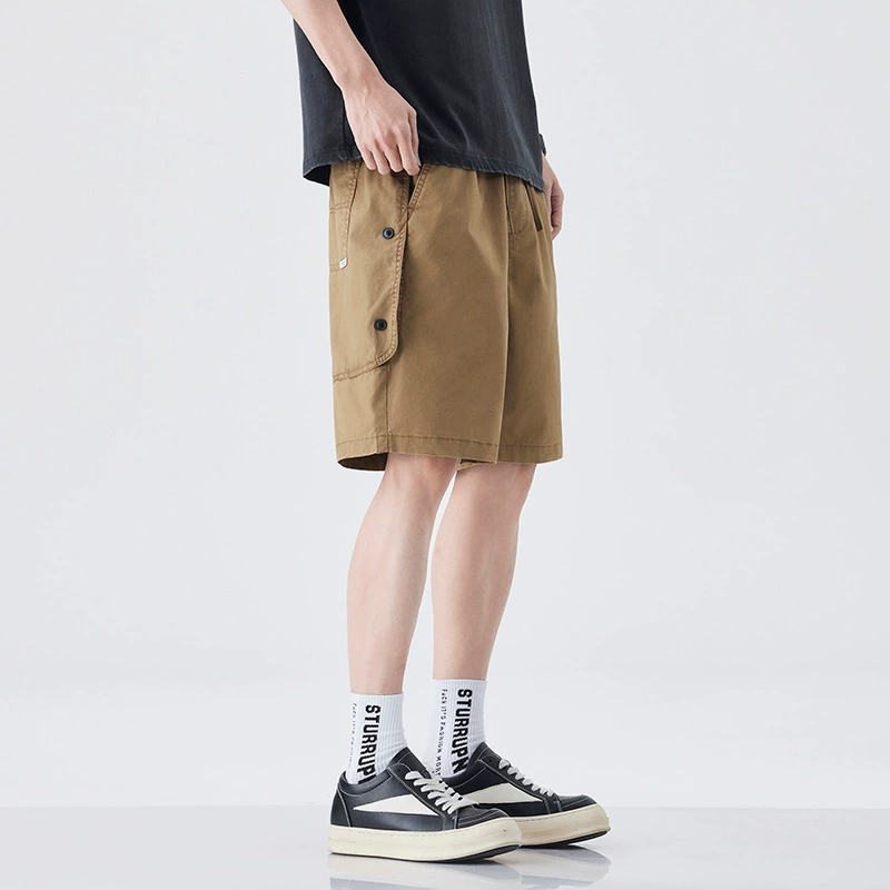 Мужские шорты-карго из чистого хлопка в американском стиле ретро, ​​новые летние повседневные модные брендовые свободные прямые мужские шорты средней длины.