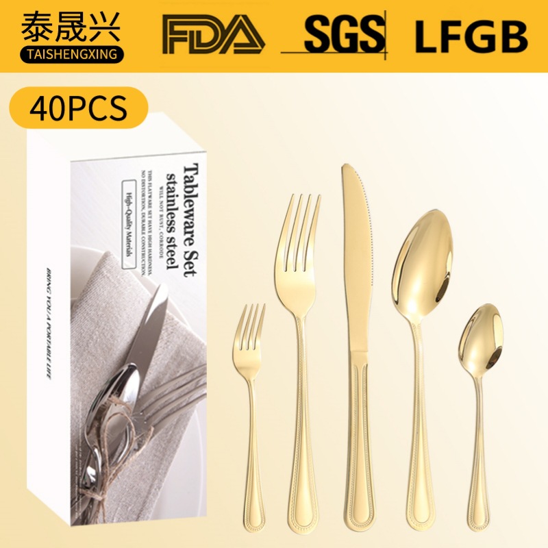 Productos transfronterizos de Amazon cubiertos de acero inoxidable 20 / 30 piezas de cuchillos y tenedores de cubiertos de comida occidental 5 piezas principales