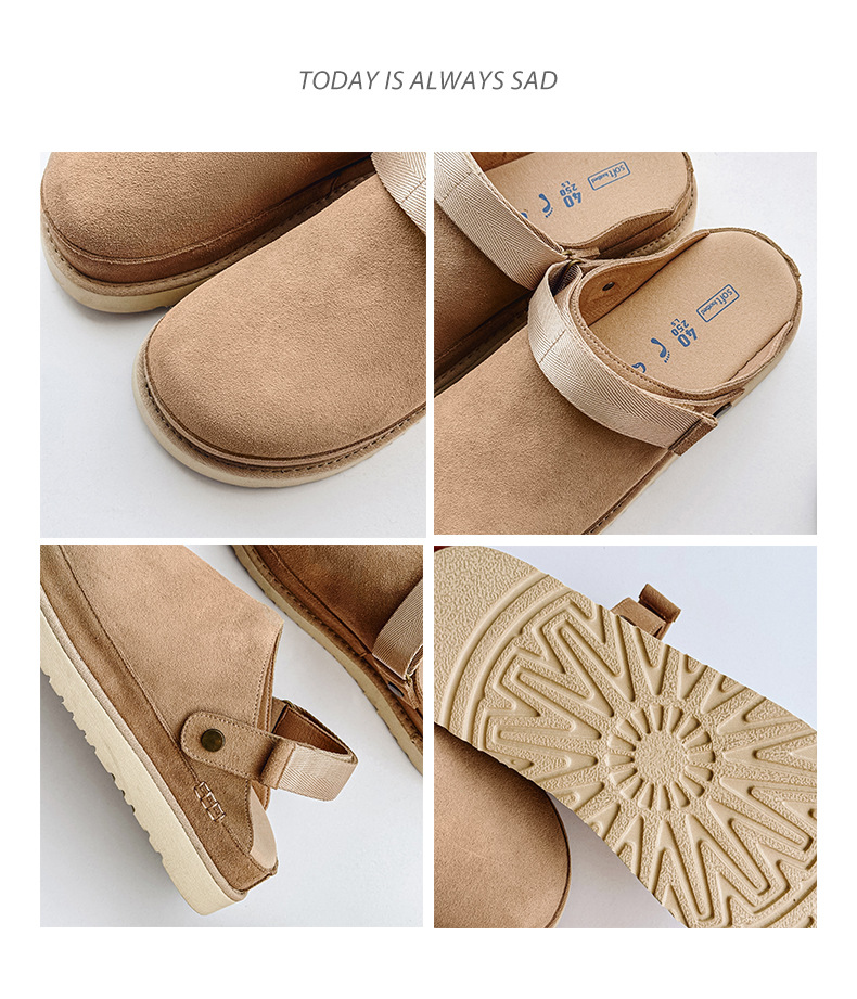 Dames halve slippers van echt leer ademend met dikke zool_voghion.com
