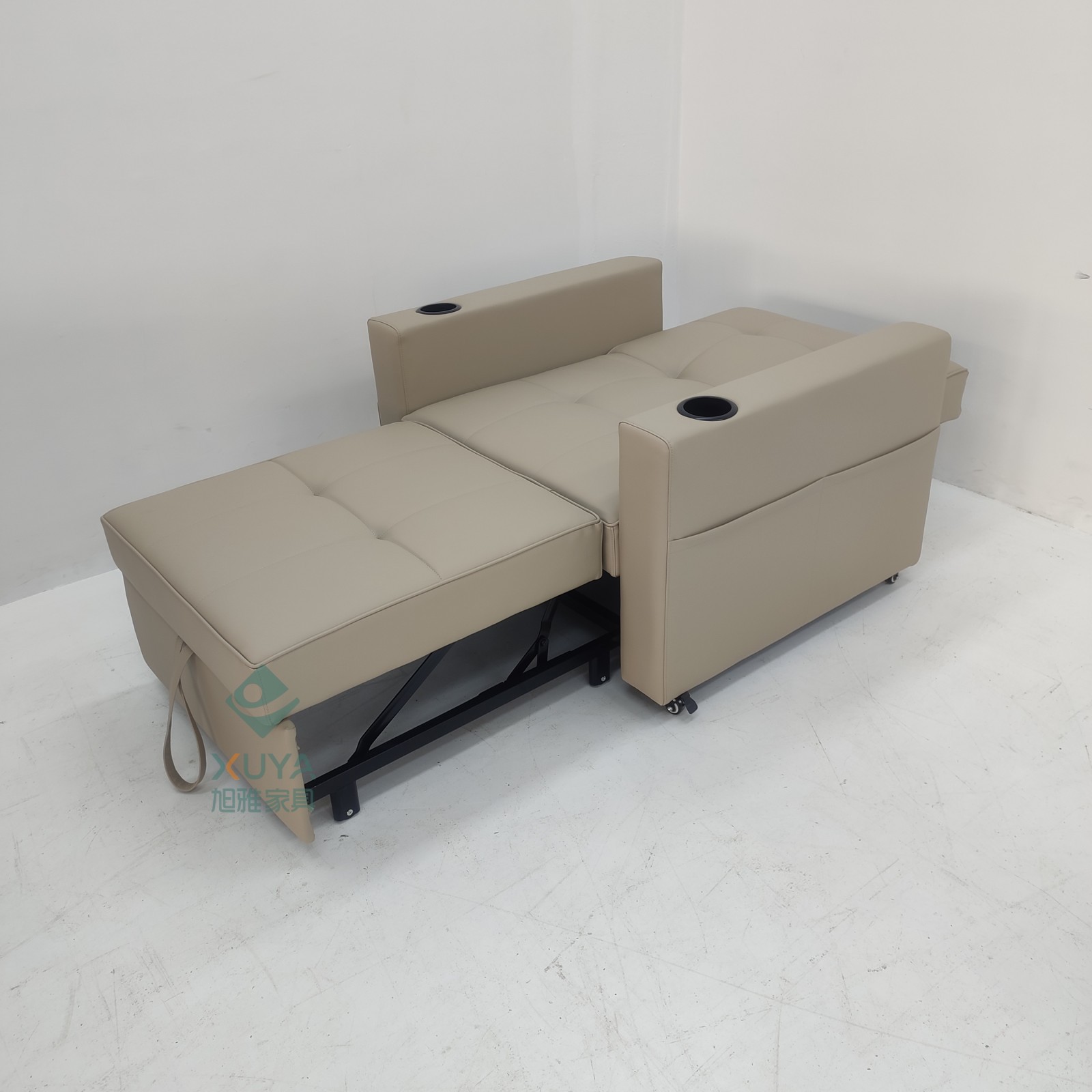 Sofá cama de cuero multifuncional para una persona, sala de estar, oficina, almuerzo, artefacto mágico con portatazas, sofá cama de cine privado