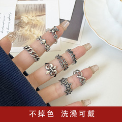 925 Silver Open Mouth Ring Adjustable Colorfast Personality Family Design Ring Niche Ins Pure Silver Ring for Women