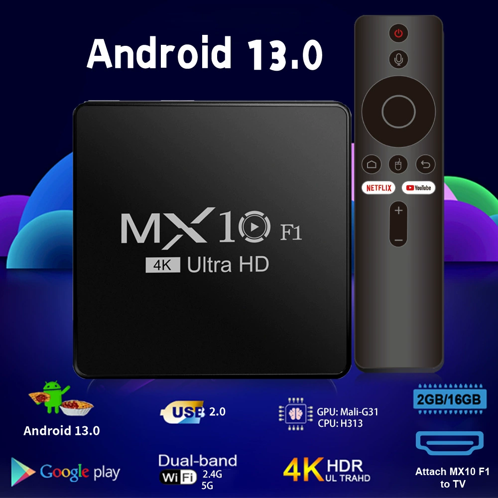 Cross-border новая HD видеобокс MX10-F1android 13 система H313 чип слип