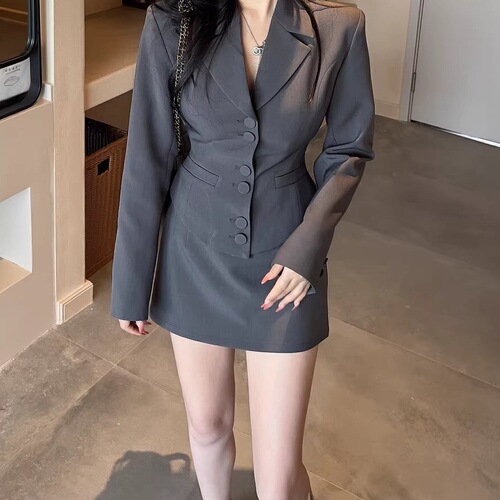 Women's Suit Set Elegant Commuting Style Classic Design Blazer + Skirt Short Dress Set