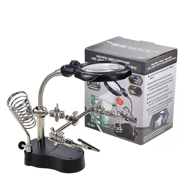 维修辅助夹LED带灯放大镜五金工具 维修电器手机数码设备瓷器雕刻
