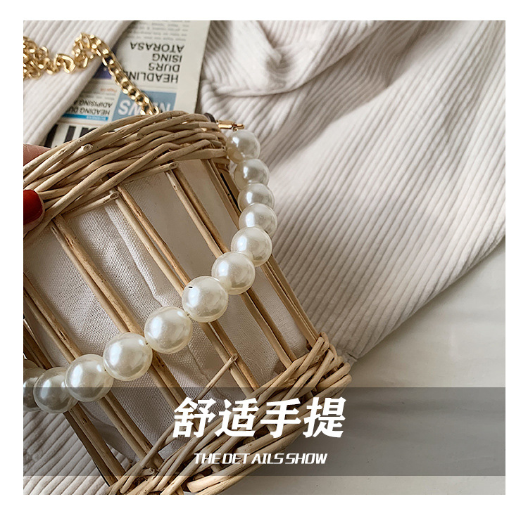 Simple Pearl Portable Straw Bag Wholesale display picture 45