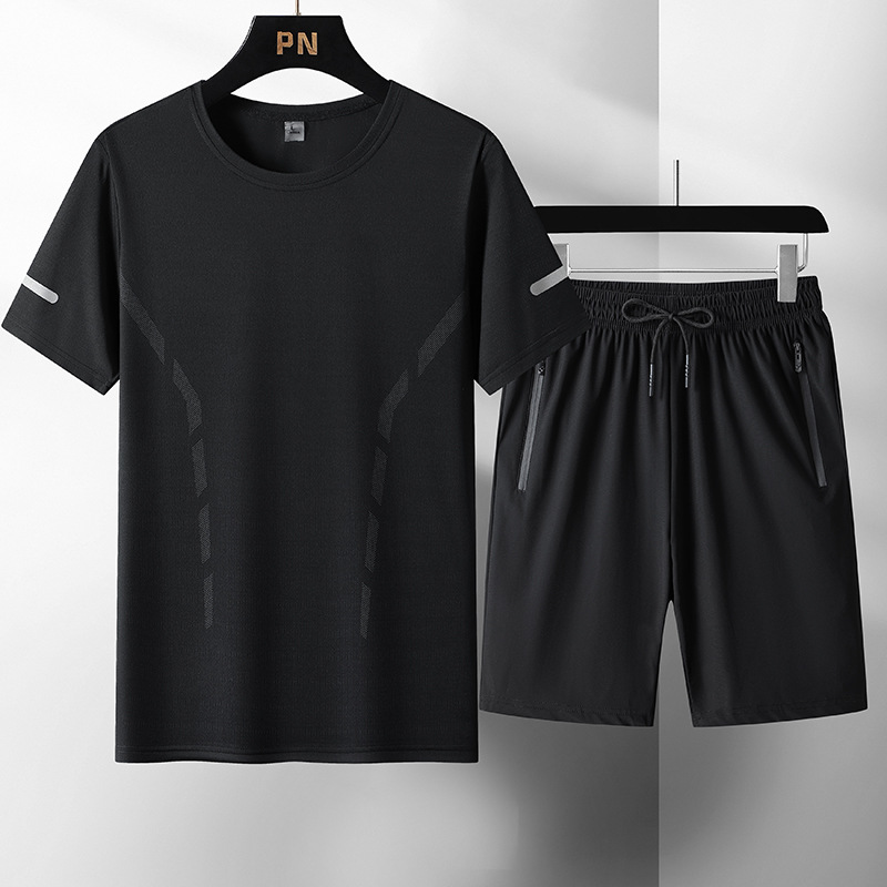 2024 verano ropa de hombre hielo deportivo conjunto casual hombre rápido secado conjunto de tres piezas fresco conjunto transpirable al por mayor