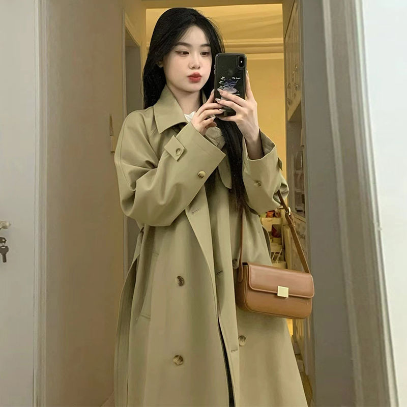 年流行英伦风衣女春秋季韩式中长款小个子卡其色大衣外套|undefined