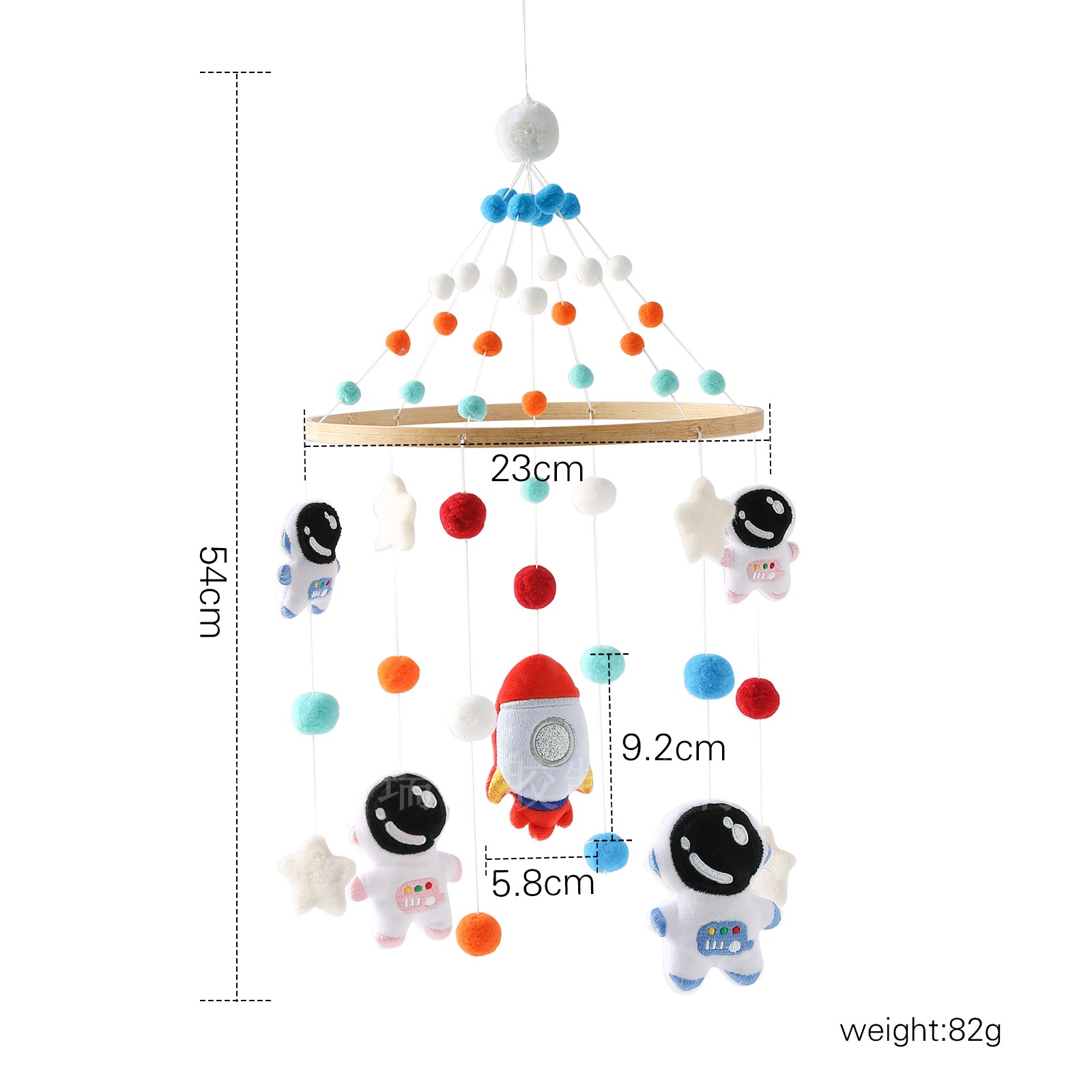 INS nuevo bebé astronauta cama campana hecho a mano cielo estrellado cohete fieltro campanas de viento colgante bebé edredón cama campana