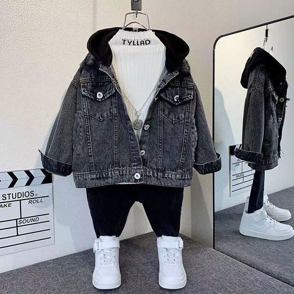 Denim demi-season autumn jacket for boys