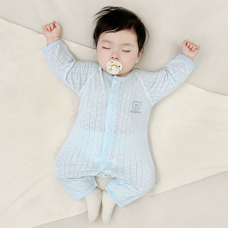 Baby overcoat de verano ropa de recién nacidos 0 hombre marzo 6 mujer 9 ropa de harina para niños pijamas delgados de manga larga ropa de verano bebé
