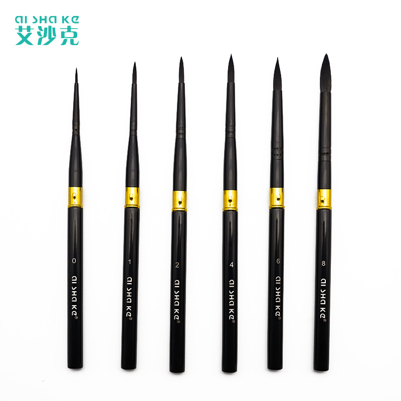 Aaishake Negro Varilla de metal varilla de viaje pluma de nylon pelo acuarela pluma desmontable cepillo de uñas pluma aceite cepillo transfronterizo