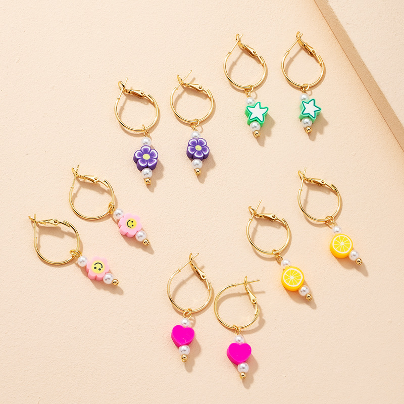 Korean Simple Fashion Cute Flower Smiley Earrings display picture 8