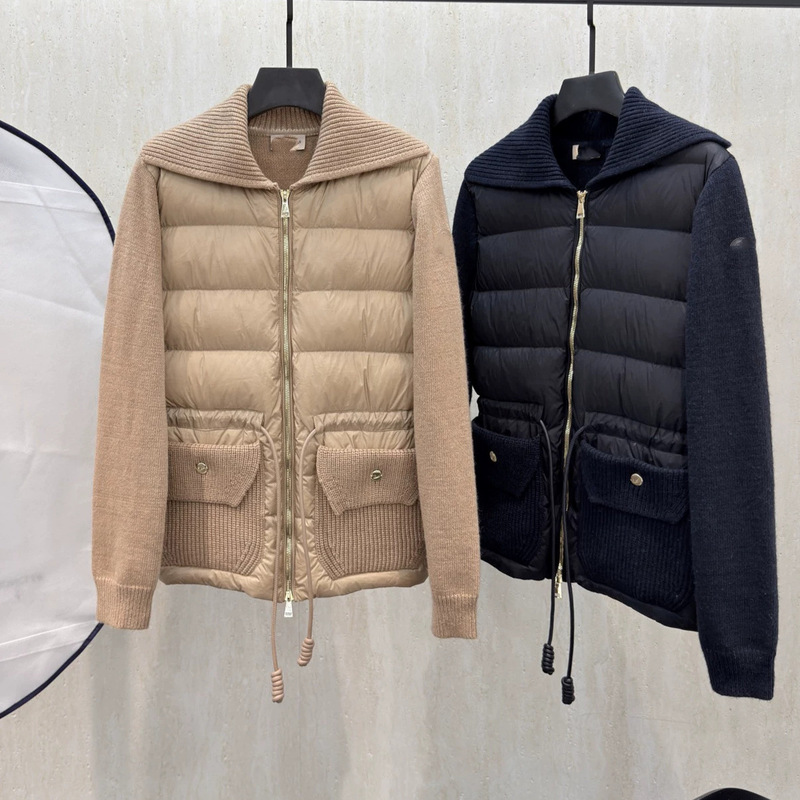 Poison House ready-to-wear high-end knitted patchwork down jacket, 95% white duck down, women's knitted outerwear, new style with a stand-up collar Poison House ready-to-wear high-end knitted patchwork down jacket, 95% white duck down, women's knitted outerwear, new style with a stand-up collar