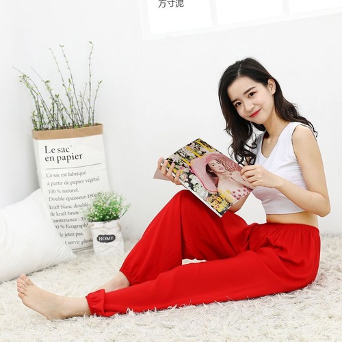 Women's Lantern Pants Men's Summer Cotton Gauze Wide Leg Loose Sleep Pants Artificial Cotton Dance Yoga Adult Mosquitoproof Pants