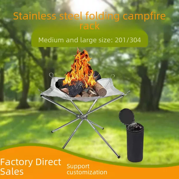 Outdoor Camping Style Portable Foldableing Storage Fire Table Picnic Firewood Campfire Rack Small Charcoal Stove Charcoal Stove