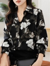 O 13625 Vintage Floral Print Loose Fit Shirt �۷�ӡ������