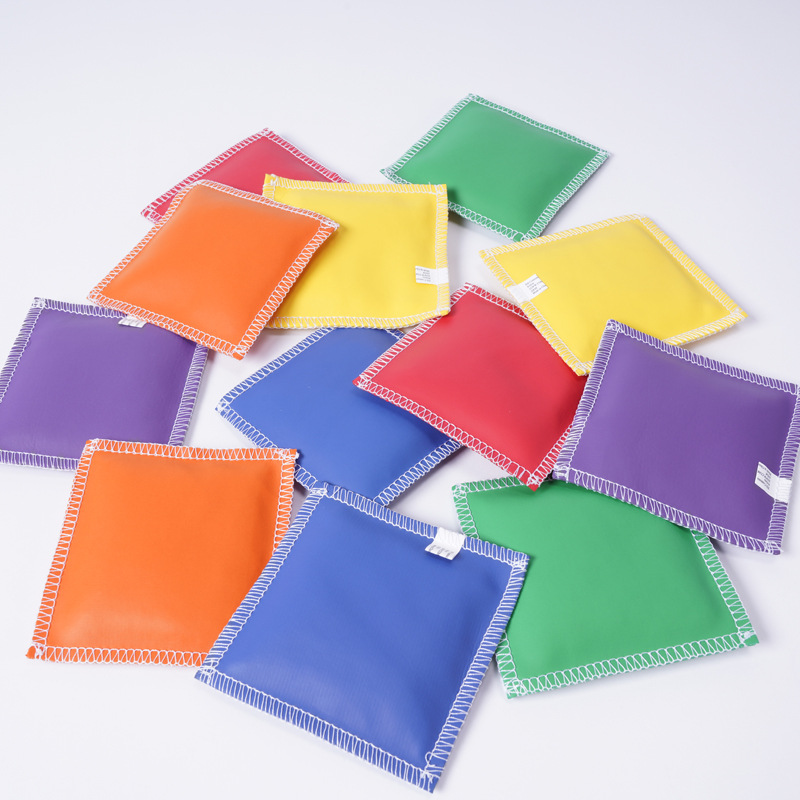 bolsa de arena cuadrada de corteza educación temprana para niños bolsa de arena plana jardín de infantes entrenamiento sensorial lanzar bolsa de frijoles de piel de niños pequeños