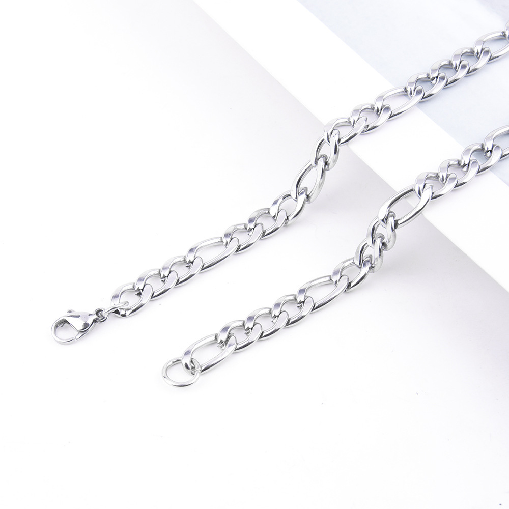 Stainless Steel Figaro Chain Personality Hip Hop Men's Necklace Titanium Steel 1:1 NK Thick and Thin Chain Wholesale
