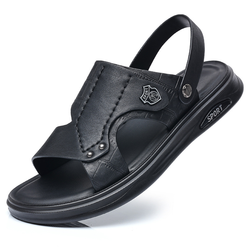 Verano de cuero de vaca nuevo hombre zapatos de playa zapatillas de cuero para hombres sandalias respirables sandalias de cuero antideslizantes zapatillas de hombre
