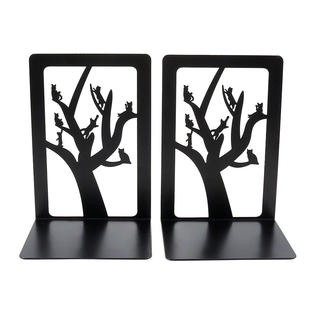 Bookends (Life Tree) Metal Tree-Shadow Design, Desktop Book Storage Pair, Decorative